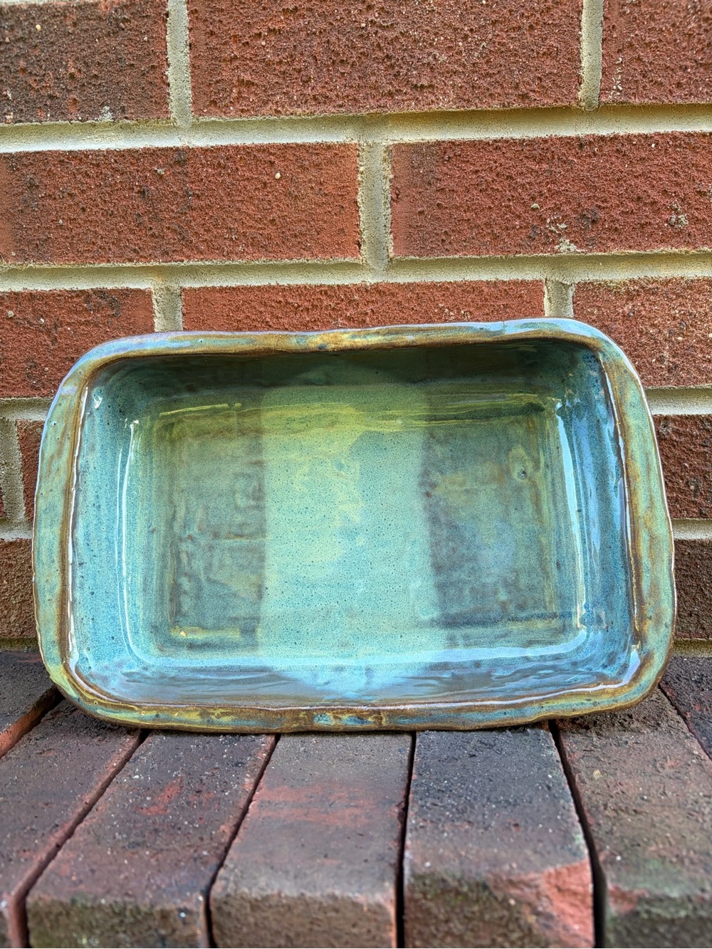 Hand Crafted Teal Green Ceramic Baking Dish